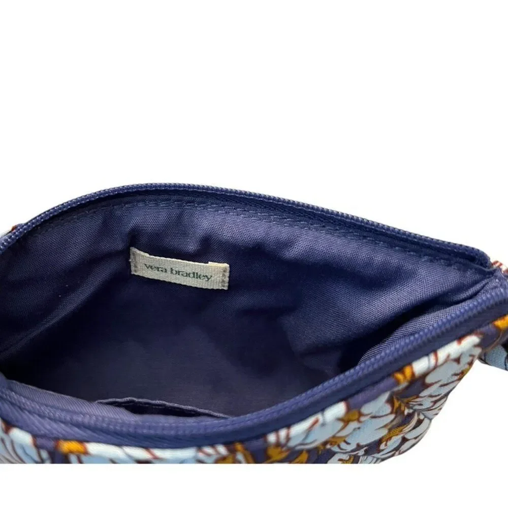 Vera Bradley PAWPAW FLOWER Essential Zip Wristlet NWT Navy Blue Brown